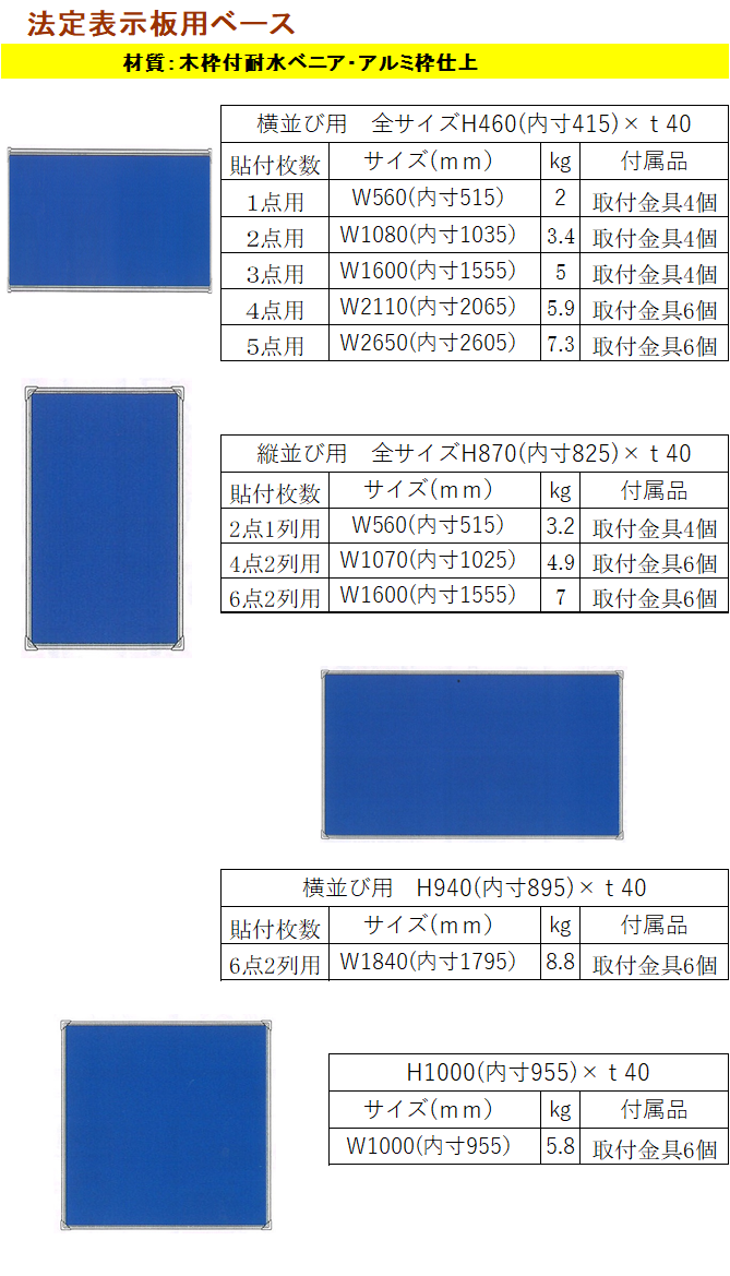 法定表示板用ベース